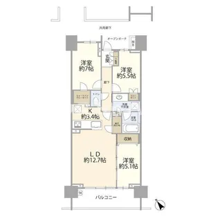 プラウドシティ加賀学園通り【6階】の間取り