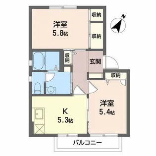 ファミーユM B【2階】の間取り