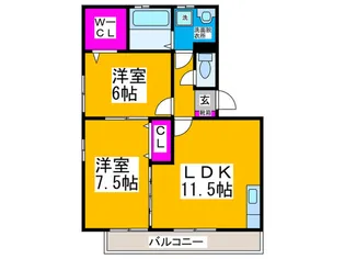 ア-バンコ-ト中百舌鳥【3階】の間取り