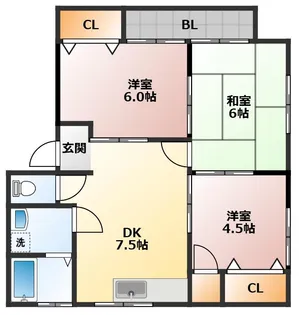 コーポラス文珠【1階】の間取り