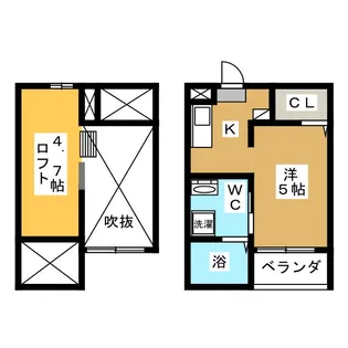 エクシア道徳【2階】の間取り