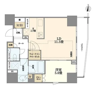 グランスイート四谷プレシア【7階】の間取り