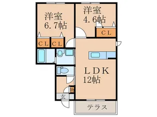 ディアコートハイツ B棟【1階】の間取り