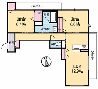 ベレオ昭和B棟【2階】の間取り