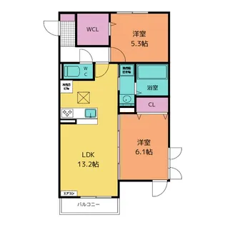 2LDKの間取り画像