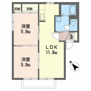 ドリームメッセねぎしB【2階】の間取り