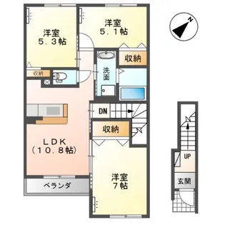 岡山県倉敷市福田町古新田【アパート】の間取り