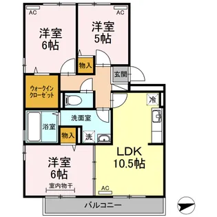 リビングタウン弓ヶ浜 F棟【3階】の間取り