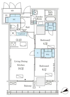 ロイヤルパークス品川【23階】の間取り