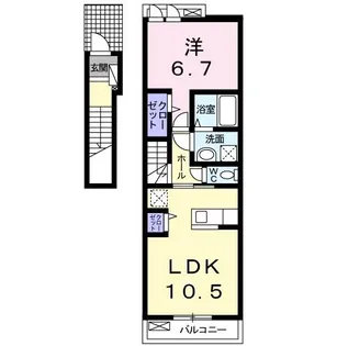 ソレアード陣原【2階】の間取り