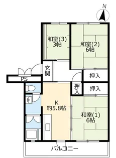 UR成田ニュータウン橋賀台【5階】の間取り