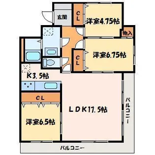ベルレジョン【3階】の間取り