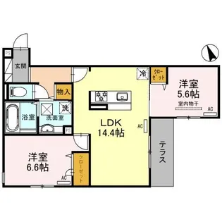 ラ メゾン ピック 緑ヶ丘【1階】の間取り