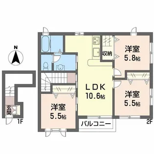 ハイツ なでしこ【2階】の間取り