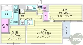 ネコオール麻生【1階】の間取り