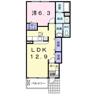アロッジオB【1階】の間取り