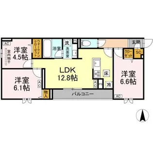セレスティア西加平【2階】の間取り