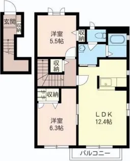 クワイエットスカイB【2階】の間取り