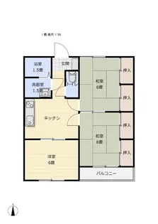 野地コーポ5号棟【2階】の間取り
