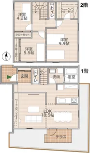 愛媛県松山市北斎院町【一戸建】の間取り