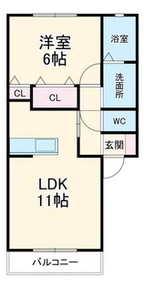メルベーユ芝原 B【1階】の間取り