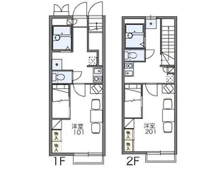 レオパレス枸橘【1階】の間取り