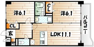 ニューシティアパートメンツ南小倉II【8階】の間取り