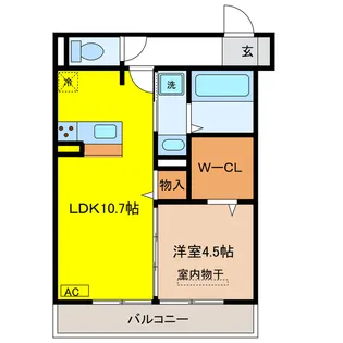 岐阜県羽島郡岐南町下印食1【アパート】の間取り
