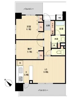 グラディート町田【8階】の間取り