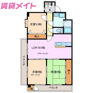 JINハイツ富田浜【7階】の間取り
