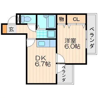 ハイツ中道【1階】の間取り
