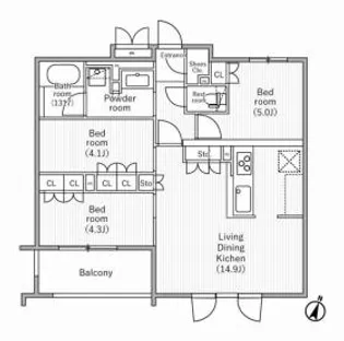 nidoSAKURAGAOKA-ニドサクラガオカ-【3階】の間取り