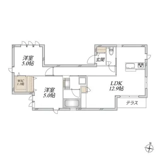 Orto東芹が谷【1階】の間取り