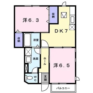 スカイフィールドα【1階】の間取り