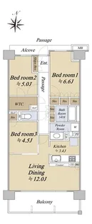 ザ・パークハウス国分寺四季の森【3階】の間取り