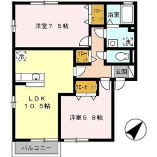 ベルデュール吉田 A棟【2階】の間取り