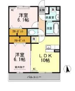 スリー・スター V号館 B【2階】の間取り