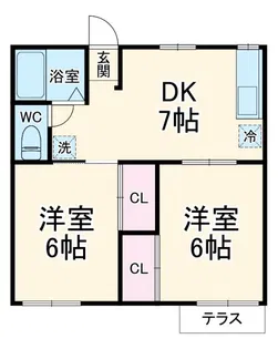 第5コーポ絹【1階】の間取り