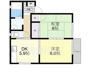 ルミエール萱野【2階】の間取り