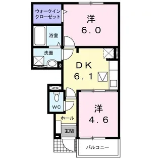 サニーウインドB【1階】の間取り