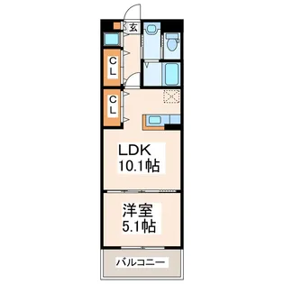 エヴァーグリーン水前寺西・参番館【5階】の間取り