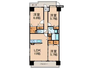ウェスタ久留米けやき通り1【3階】の間取り