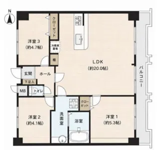 サンライズ康生【4階】の間取り