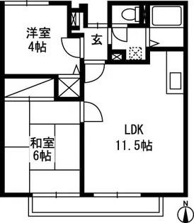 ジュネス常陸【2階】の間取り