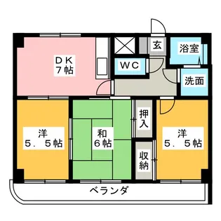 サニーハイム江松【1階】の間取り