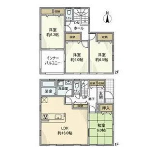 神奈川県大和市福田1【一戸建】の間取り