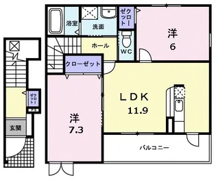 ポルト・ボヌール【2階】の間取り