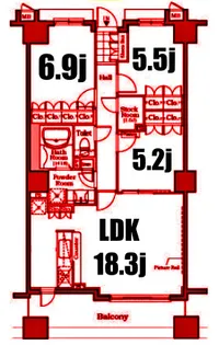 ザ・レジデンス本牧横浜ベイサイド【12階】の間取り