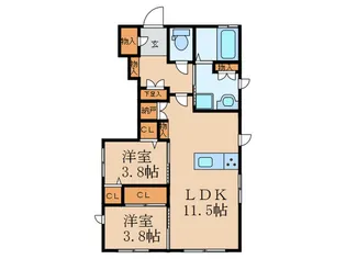 福岡県北九州市八幡東区春の町5【アパート】の間取り