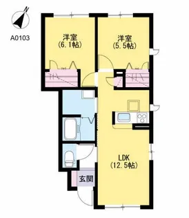 クレストールアベニュー I棟【1階】の間取り
